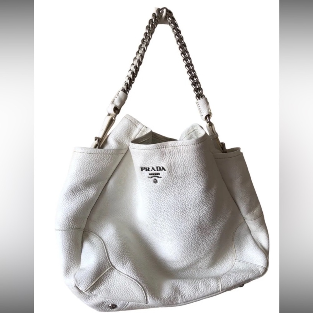 Prada Vitello Daino leather hobo with chain strap Authentic, EUC
